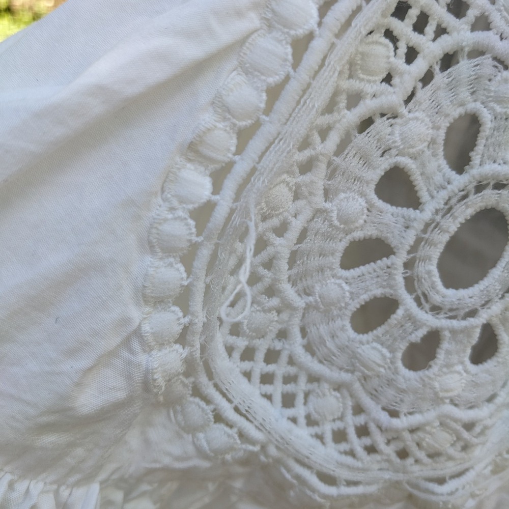 Forever That Girl Adrianna Lace Romper L White Wide Bloomer Shorts Boho Smocked - Picture 10 of 16